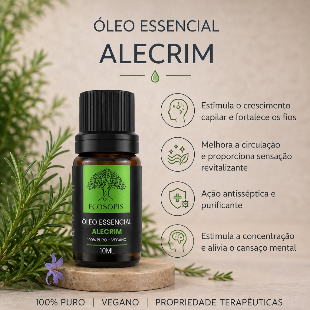 Óleo Essencial de Alecrim 100% puro 10mL