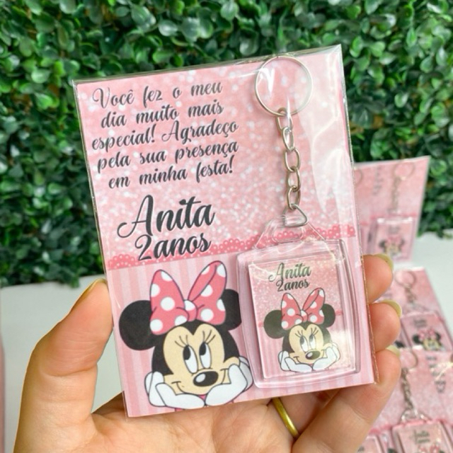 Chaveiros Personalizados MINNIE ROSA | Lembrancinhas | Festa | Aniversário | Infantil | Decoração