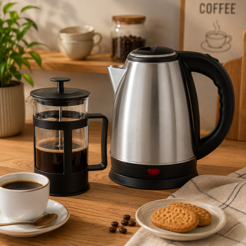 Chaleira Elétrica e Prensa Francesa Café da Manhã 127V 220V 300ml 600ml Preparo Rápido Presente