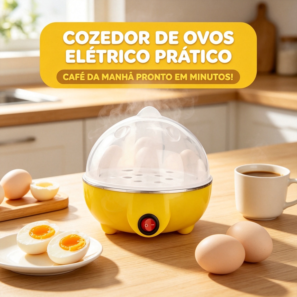 Cozedor de Ovos Elétrico Prático Rápido Para Preparar Café da Manhã em Casa Fácil Operação e Design Compacto para Cozinh