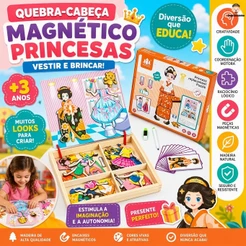 Brinquedos De Menina Vestir Princesas Jogos Educativos Me Vista Troca Tudo Jogo Didático Pedagógico Caixa Magnética