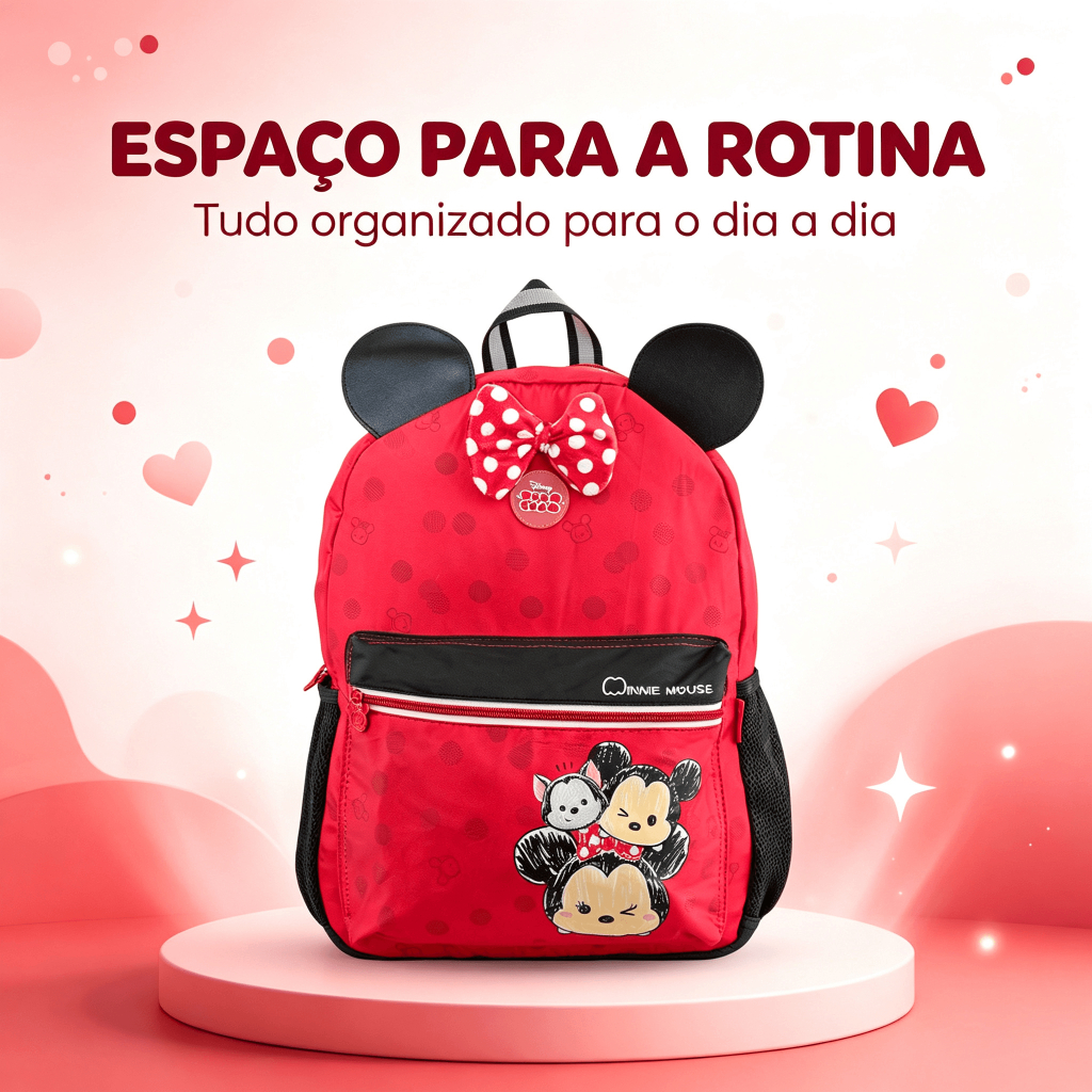 Mochila Infantil Disney Minnie Escolar Menina Resistente Costas Antifurto