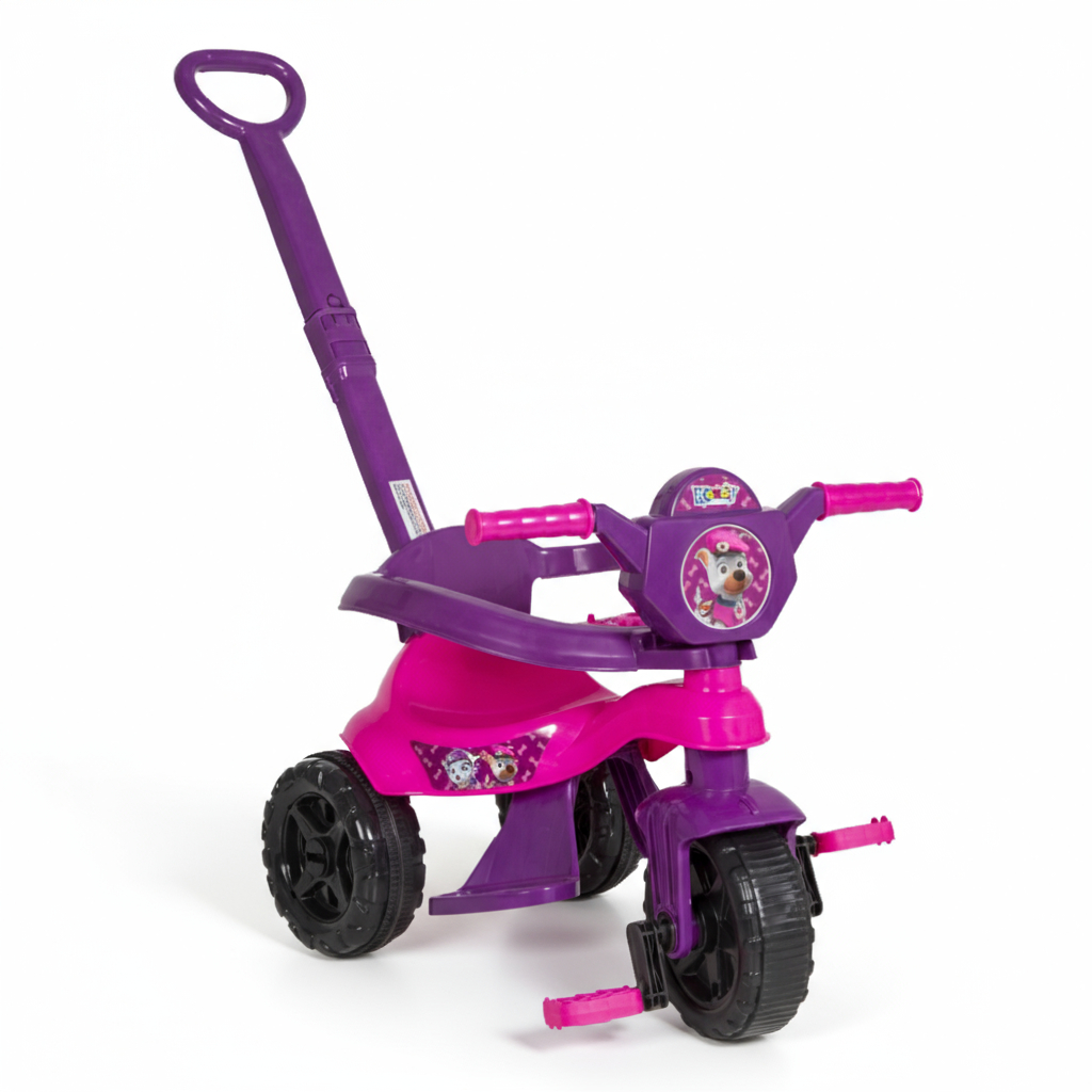 Motoca Triciclo Velotrol Premium Roxo/Rosa Meninas 1 a 3 anos - Pedal, Apoio e Empurrador - Inmetro