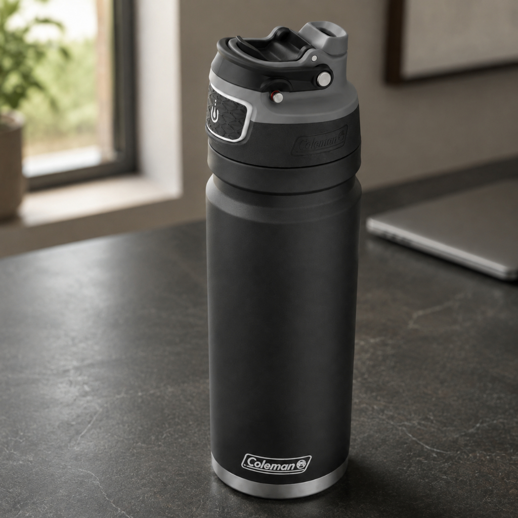 Garrafa Térmica De Água 709ml Squeeze Térmico FreeFlow Autoseal Parede Dupla Cor Preto Coleman