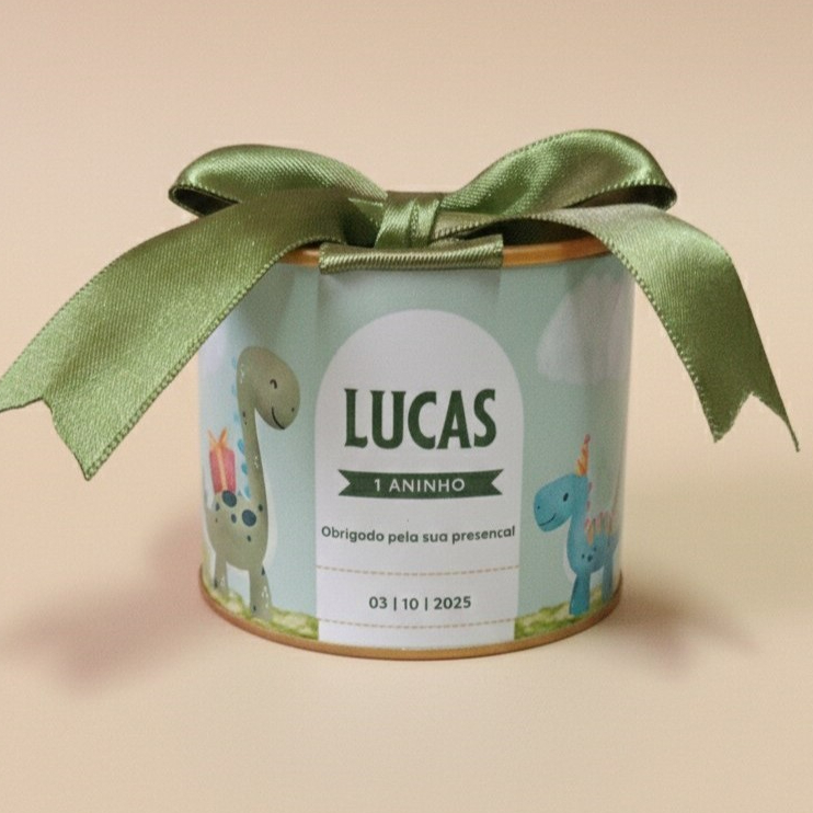 Kit Tubolata Personalizada 5x6cm Lembrancinha Dinossauro Aniversário Chá de Bebê Festa