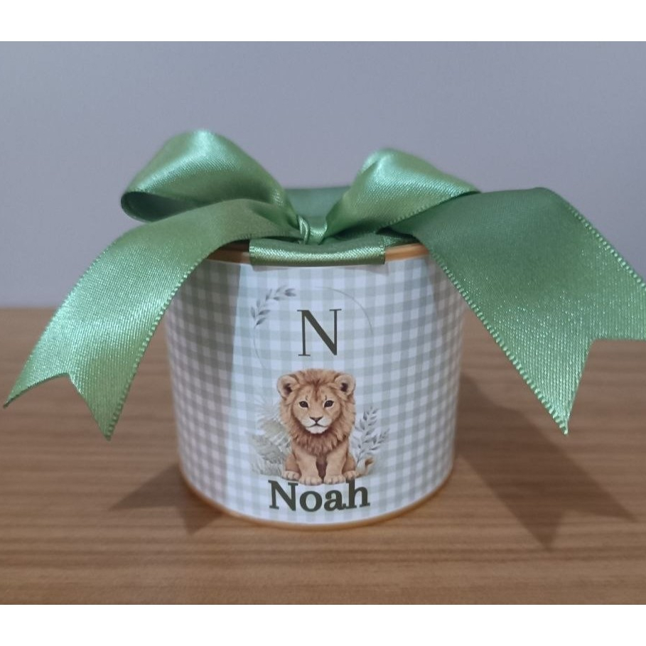 Kit Tubolata Personalizada 5x6cm Lembrancinha Leãozinho Maternidade Aniversário Chá de Bebê Festas