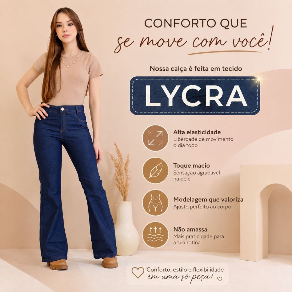 Calça Jeans Feminina Juvenil Flare Com Lycra Meninas 10 A 16 - PB