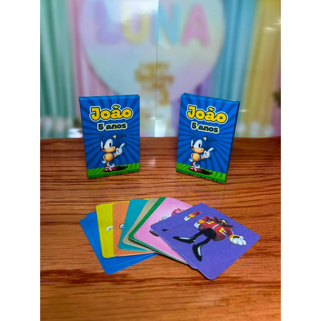 Jogo da Memória Personalizado Sonic Lembrancinha Kit Festa Azul Rosa