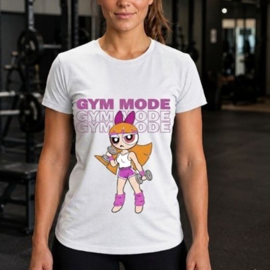 Camiseta Feminina Gym Florzinha Meninas Super Poderosas 100% Algodão Treino Academia