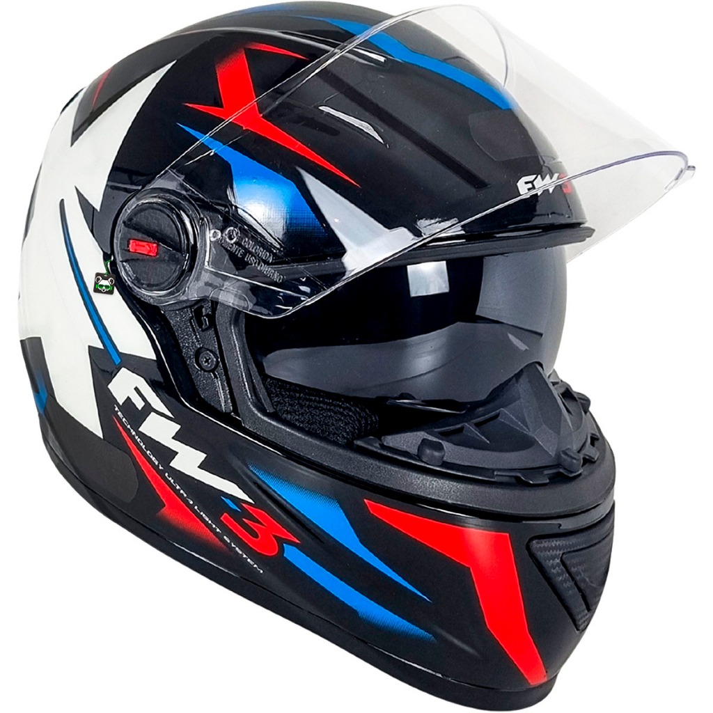 Imagem Capacete Moto GTX Star Azul e Vermelho Óculos Interno + Viseira FW3