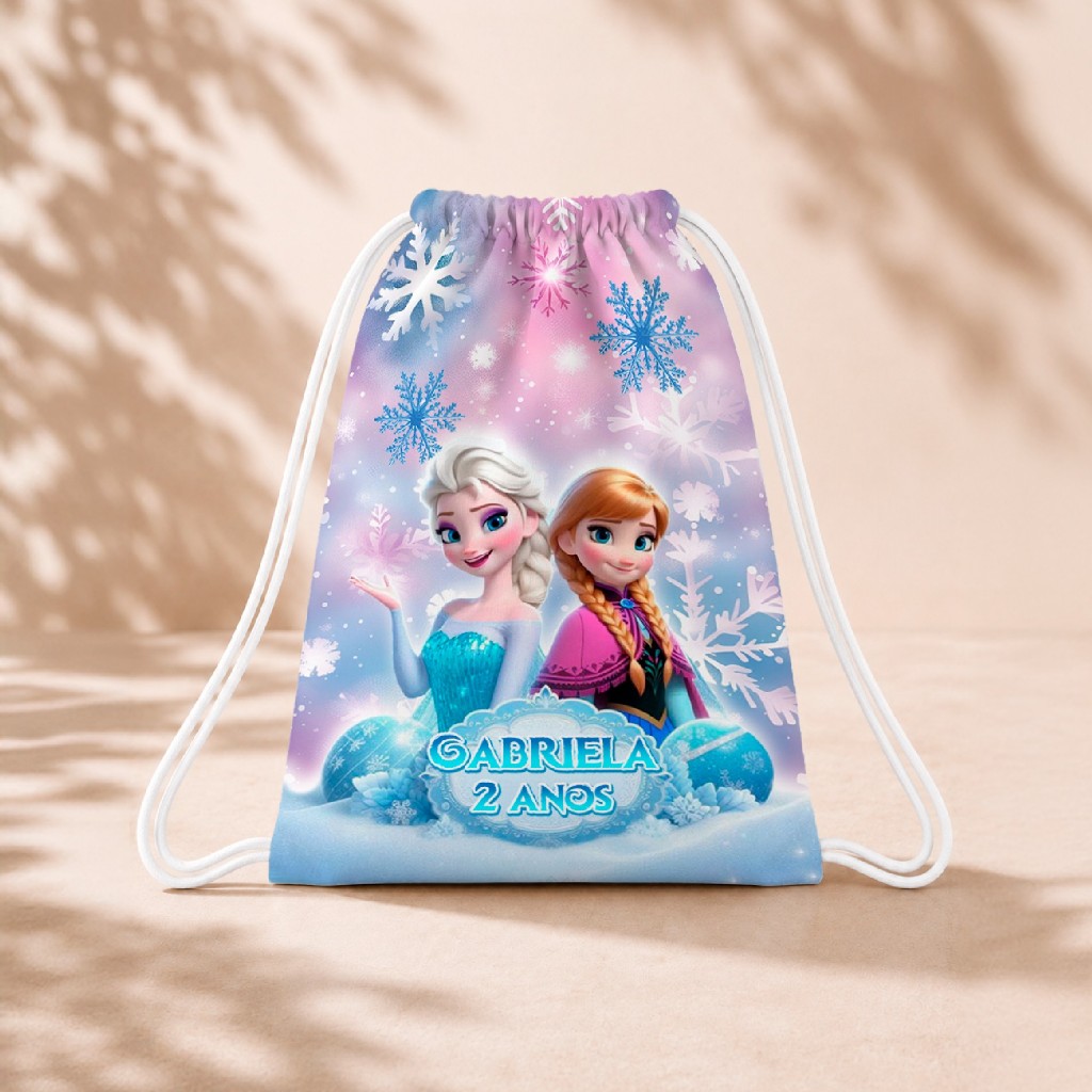 10 Mochila Personalizada Infantil 18x26 Sacolinhas Surpresa Festa Aniversário Lembrancinha Frozen M2