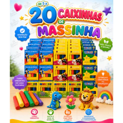 Kit Caixas Massinha de Modelar 6 Cores Diferentes Colorida Lembrancinha Festa Aniversário Criança