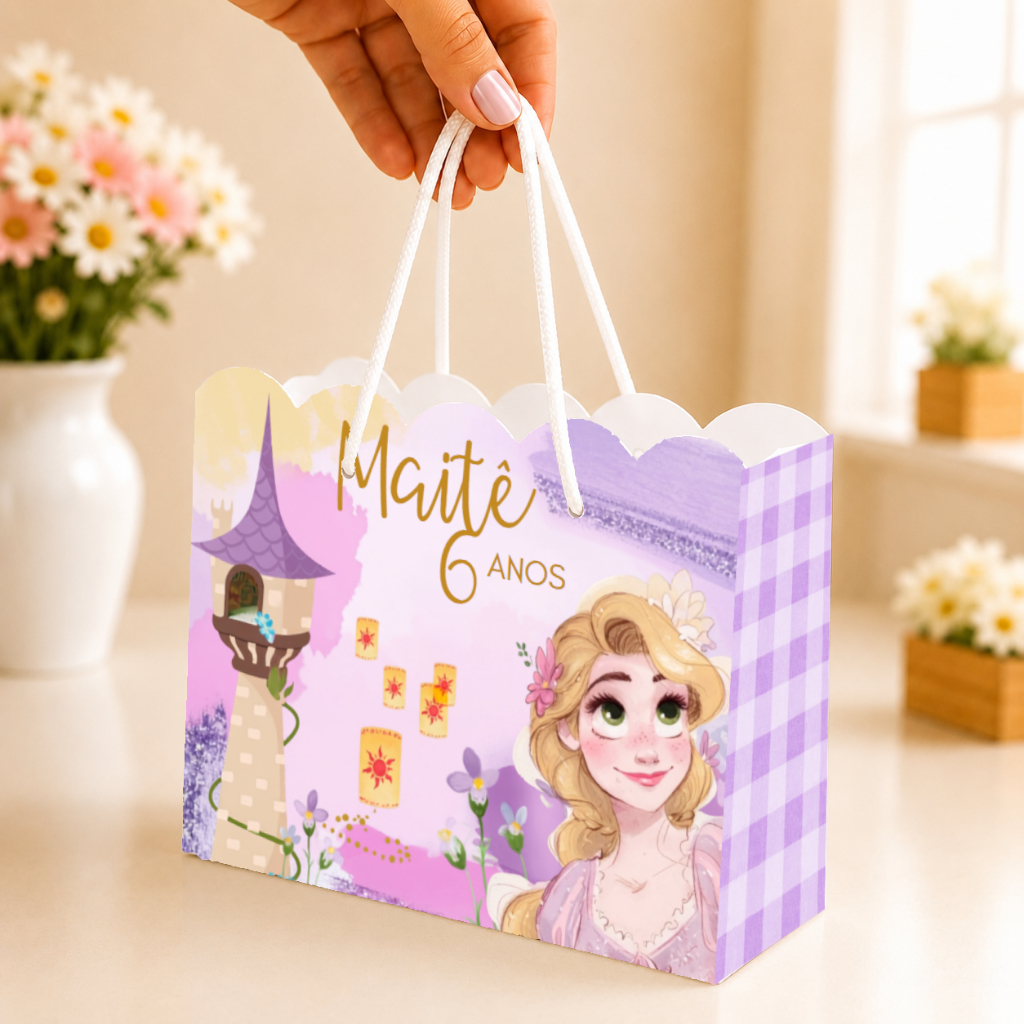 KIT Sacolinha personalizada Enrolados -Princesa Rapunzel - sacola personalizada para festa - lembrancinha de aniversário