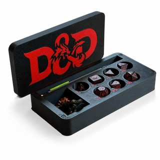 Estojo Organizador RPG Porta-Dados D&D para 7 Dados, Miniatura e Lápis – Caixa Premium