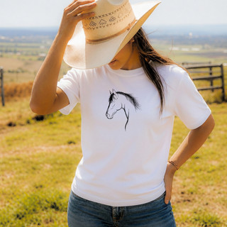 Camiseta Feminina Country CAVALINHO Estampa Equestre Cowgirl Rodeio Werstern / Moda Sertaneja / Oversized