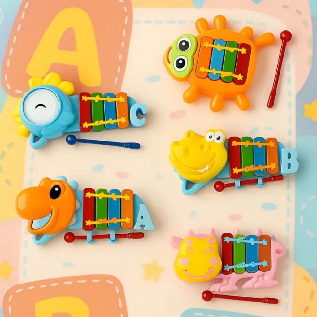 KIT 220 Xilofone Brinquedo Musical Bebê Infantil Educativo Animais Frutas Pedagógico