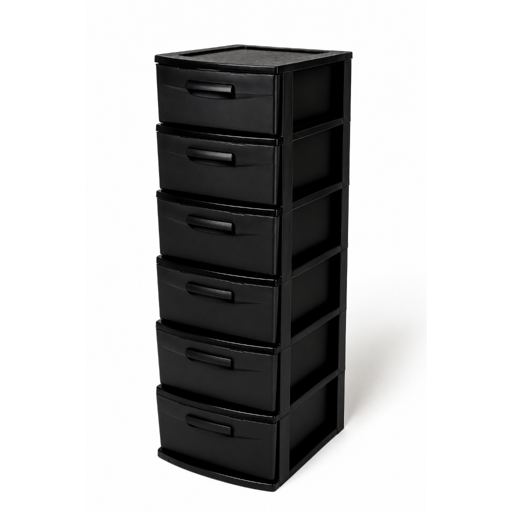 Gaveteiro Gabinete Organizador 6 Gavetas Grande Resistente Modular Preto