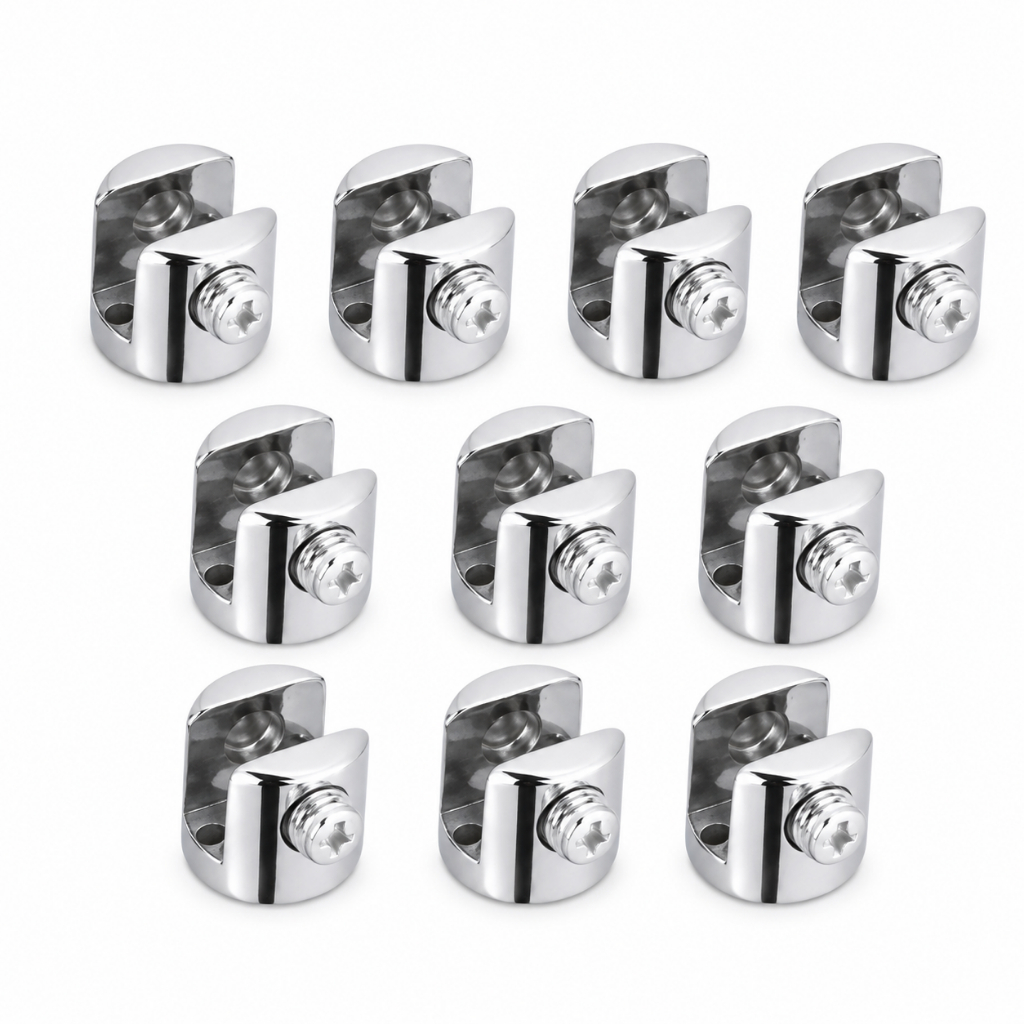Kit 10 Suportes Prateleira Vidro 6mm Cromado 1 Furo