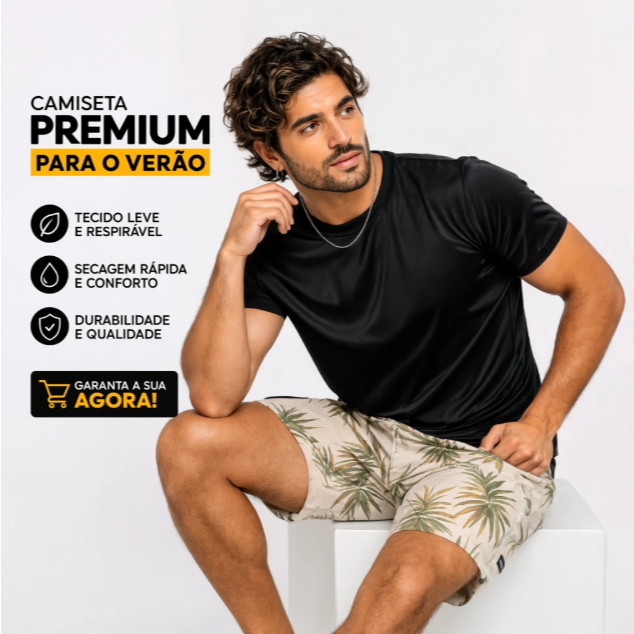 Camiseta Fresca Masculina Esportiva Academia Treino Fitness Leve Confortável 100%  Malha  Premium UV