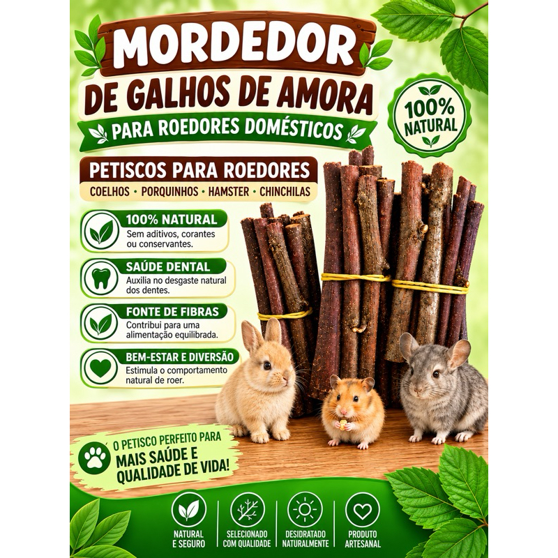 mordedor de Amora para roedores (coelhos,hamster,chinchila, ratos, porquinho da india)