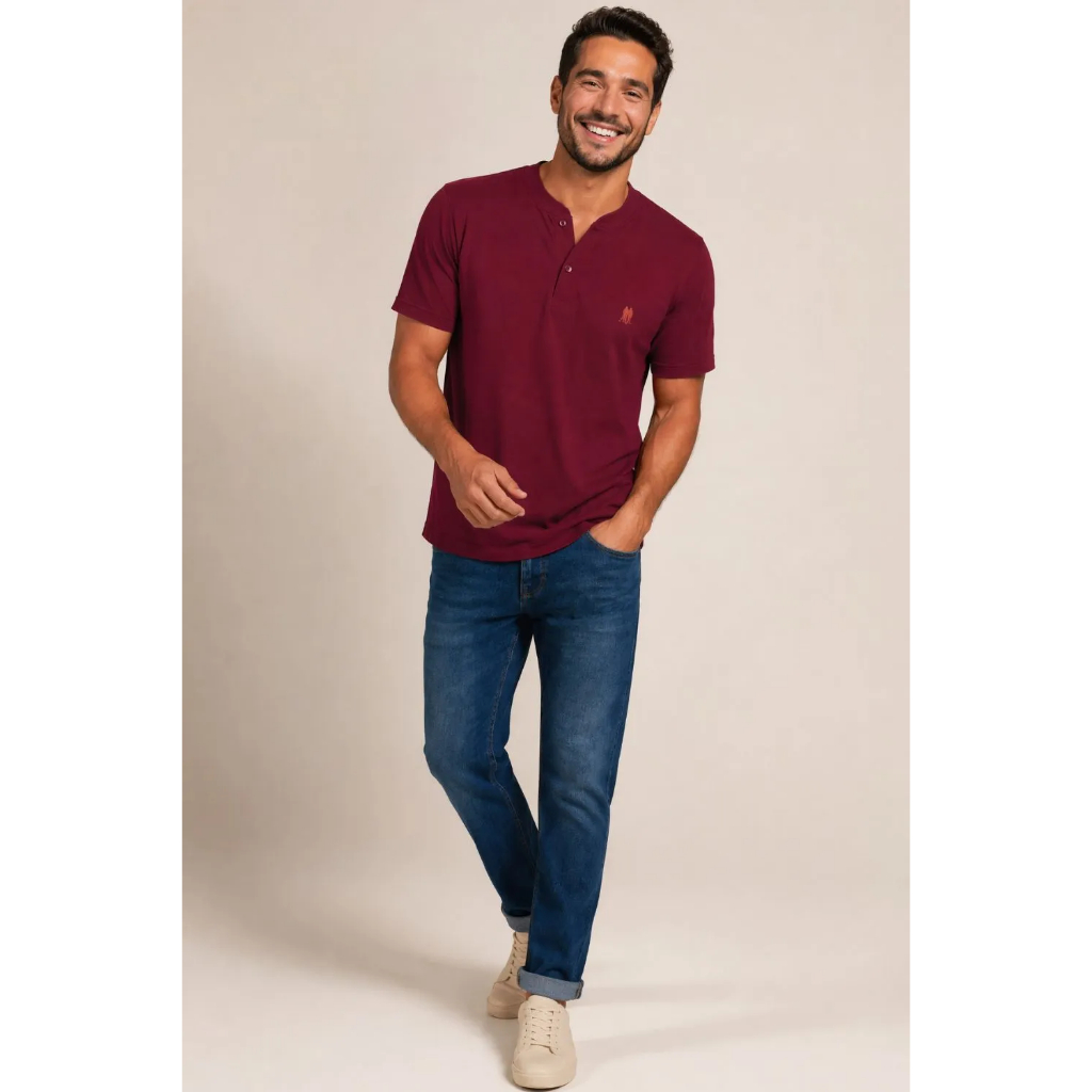Polo Masculina Gola Portuguesa Polo Wear Vinho