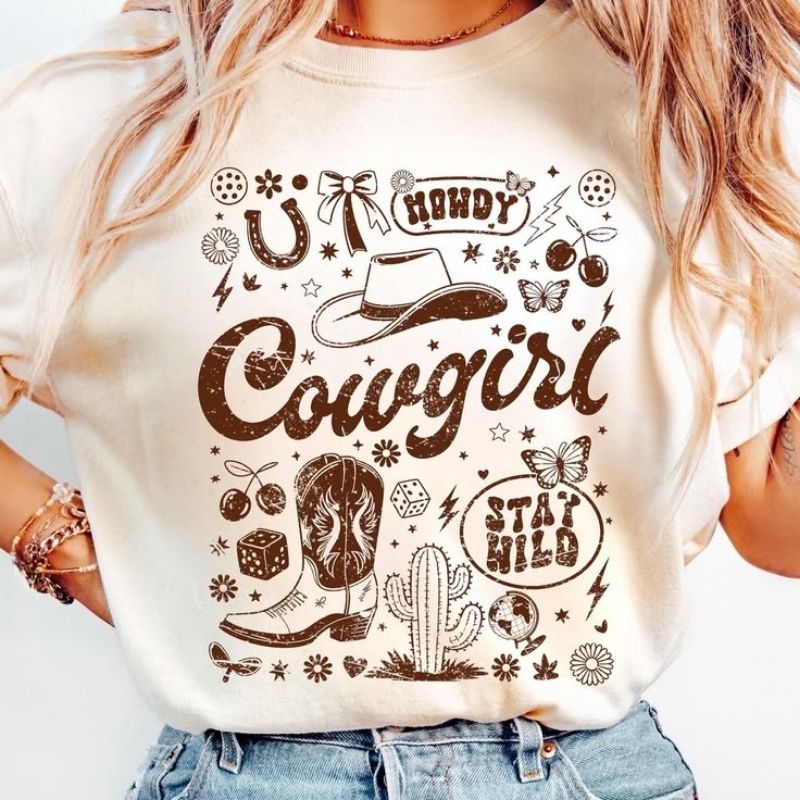 Camiseta Country Feminina Estampada Cowboy Western Rodeio Country Girl Moda Country Estilo Vaqueira