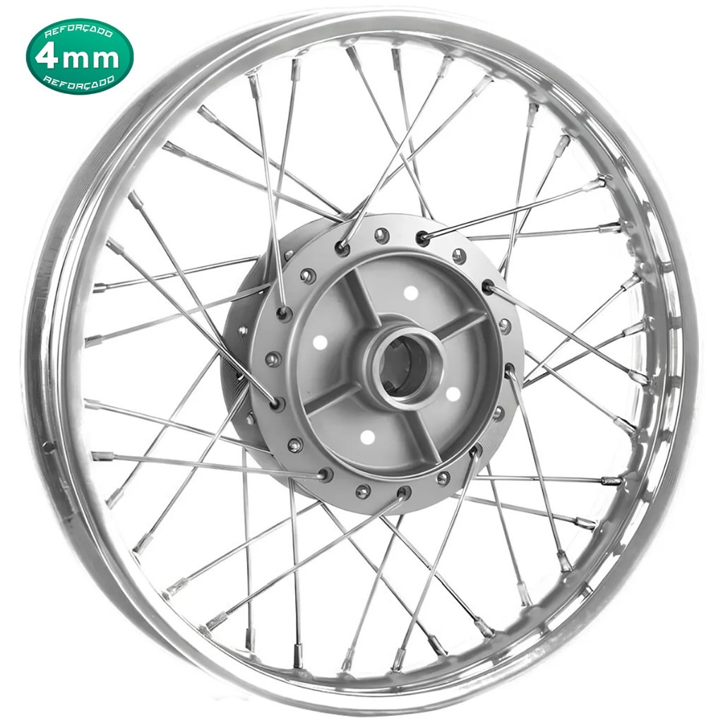 Roda Aro Calha Jante Folha Traseira Ybr 125 00/08 Factor 125 Raios 4mm Cromados Montada Alinhada