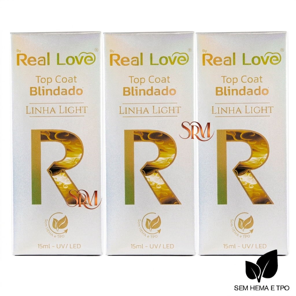 Kit 3 Top Coat Blindado Linha Classic Real love 15ml