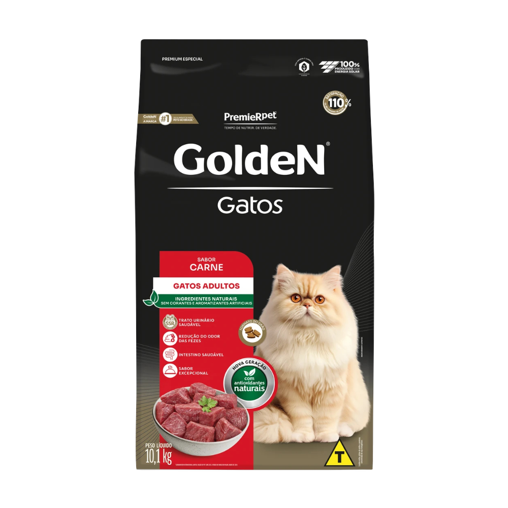 Ração pra Gatos Adultos sabor Carne 10.1kg Golden