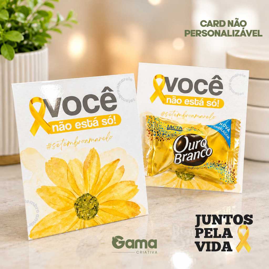 Cartão campanha Setembro Amarelo - Somente frente - 9x10cm - Papel 300g