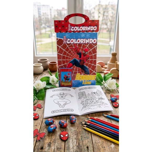 Kit Personalizado Colorir Homem Aranha - Lembrancinha de Aniversário