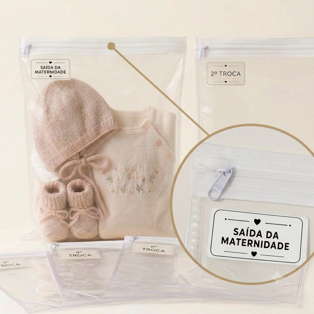 Kit 8 Peças Maternidade – 6 Saquinhos com TAG + 2 Porta-Fraldas/Remédios — imagem 2 de 2