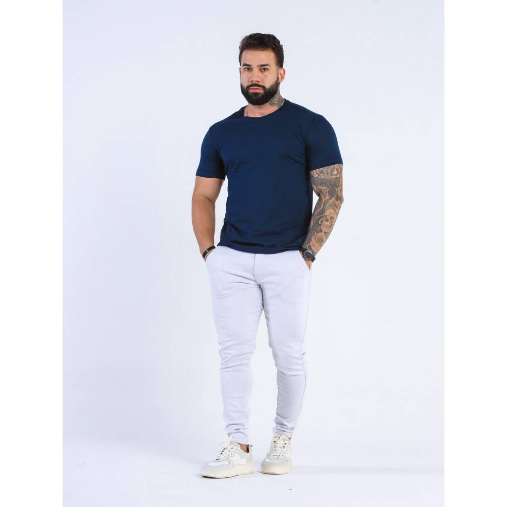 Camisa Masculina Fio 40 Tamanho Grande Básica Algodão Premium com Elastano Lisa Confortável Leve Respirável