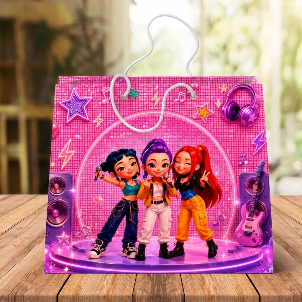 Sacolinhas Personalizadas G Guerreiras do Kpop Rosa | Lembrancinha Infantil