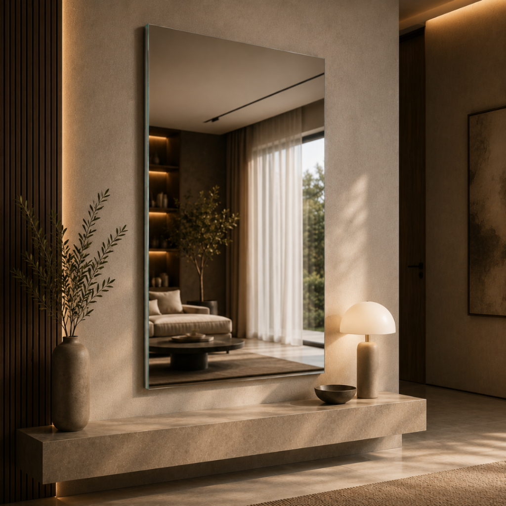 Espelho Mirano Lisboa 80x60cm Lapidado Grande Moderno Banheiro Lavabo Quarto Parede Decorativo Luxo