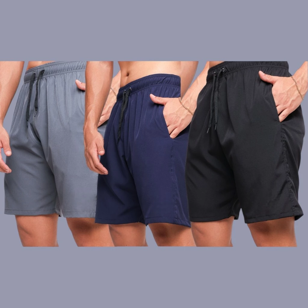 kit  2 Bermuda masculina  roupa Short  preto  academia masculino tactel elastano calção Dry fit — imagem 1