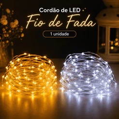 Cordão de Led Fio de Fada - Amarelo | Branco - 3m| 2m| 90cm| 1,80m| 5m - 1 unidade