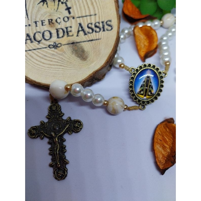 Terço Nossa Senhora Aparecida / terço Artesanal / feito à mão / presente catolico