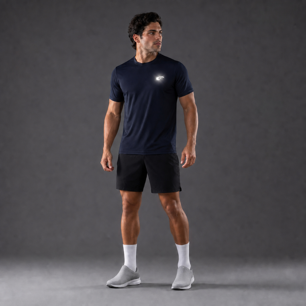 Camiseta Dry Fit Masculina Manga Curta com Elastano Proteção UV Academia Corrida Treino Fitness Syozbee