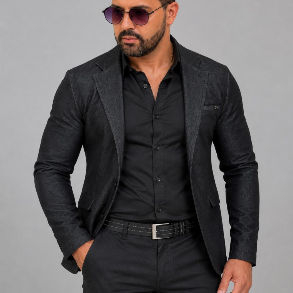 Blazer Masculino Slim Alfaiataria Sarja Acetinada Elastano Esporte Fino Premium Botões Corte Italiano Social Elegante