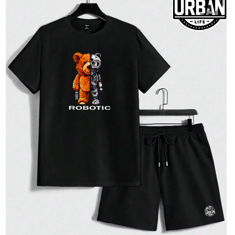 Kit Camiseta e Short Tectel Conjunto Urso Robotic Urbans Life Masculino Promoção Lançamento!