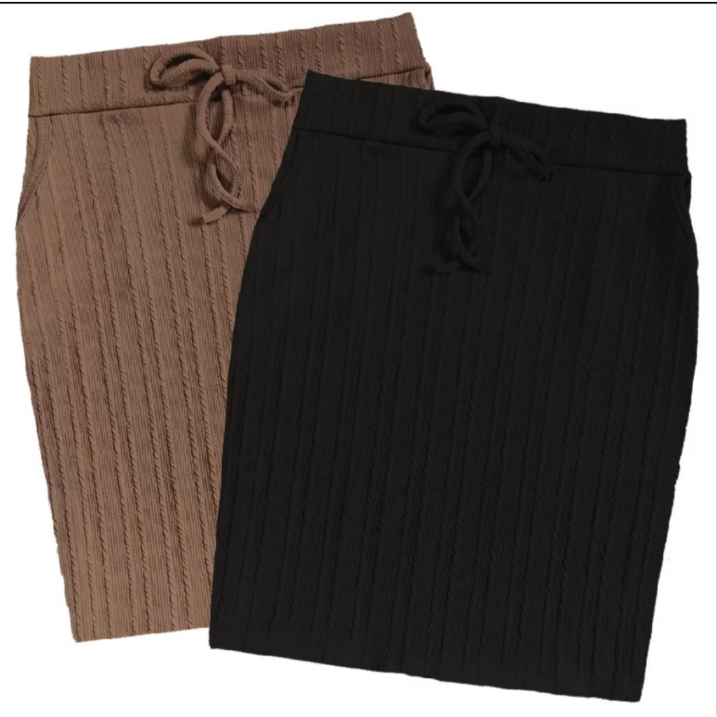 Kit 2 Saias Mídi Lápis Elegante Casual Plus com Bolsos Funcional