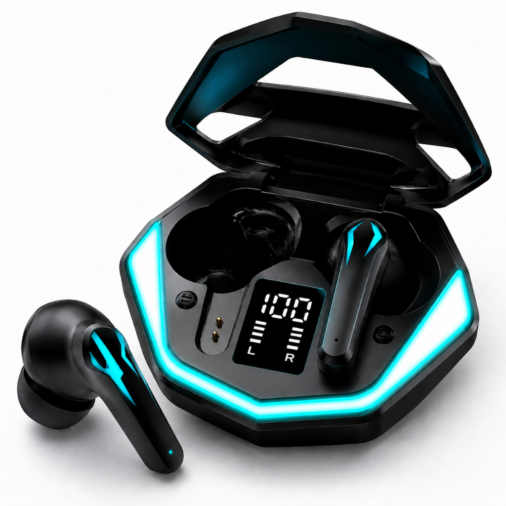 Fone De Ouvido Bluetooth 6.0 Gamer TWS com Microfone e Cancelamento de Ruídos Sem Fio