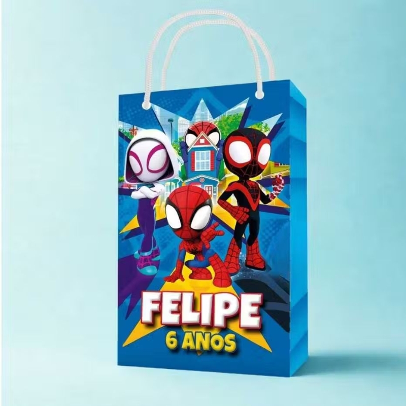 10 Sacolinhas Personalizadas Homem aranha - Amigos espetaculares para Lembrancinhas e festa infantil