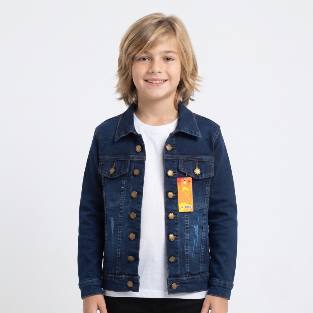 Jaqueta Jeans Menino Premium Com Stretch Conforto 10 ao 16