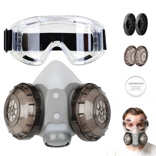 Máscara antipoeira DJ906 + Óculos de segurança antipoeira + 20 filtros circulares modelo KN95