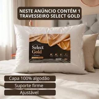 Travesseiro 100% Algodão Antialérgico Macio Select Gold Premium 50x70cm Lavável em Máquina