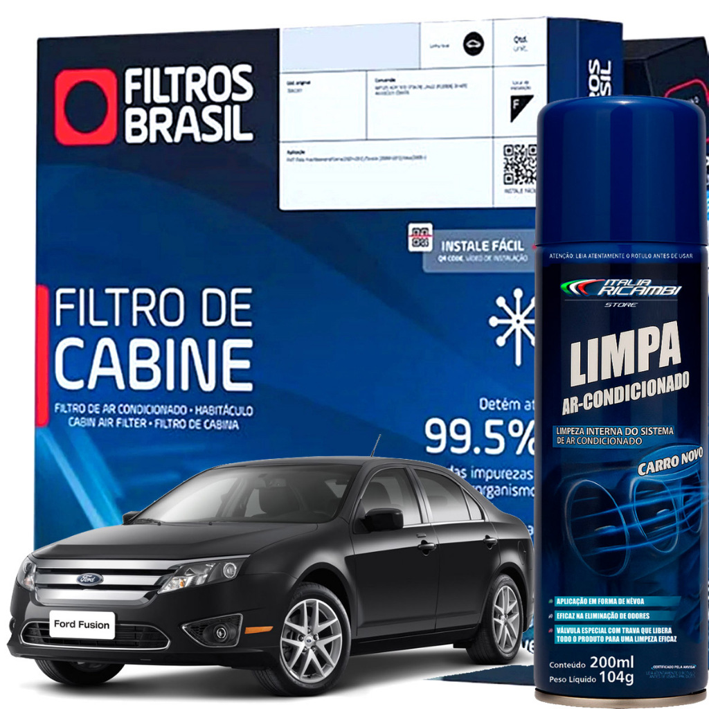 Kit filtro de cabine e higienizador de ar condicionado - Ford Fusion 2.5 e 3.0 V6 de 2009 até 2012