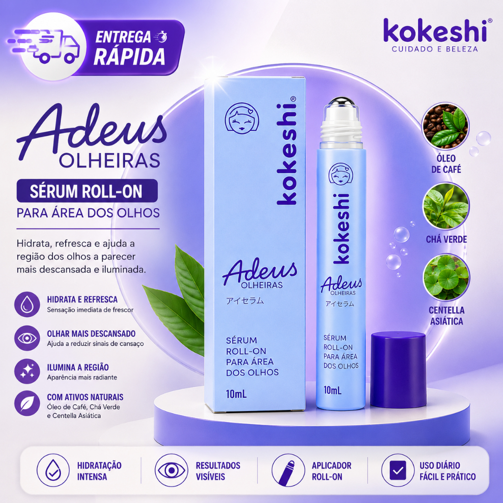Sérum Roll-On Área dos Olhos Adeus Olheiras 10ml Kokeshi
