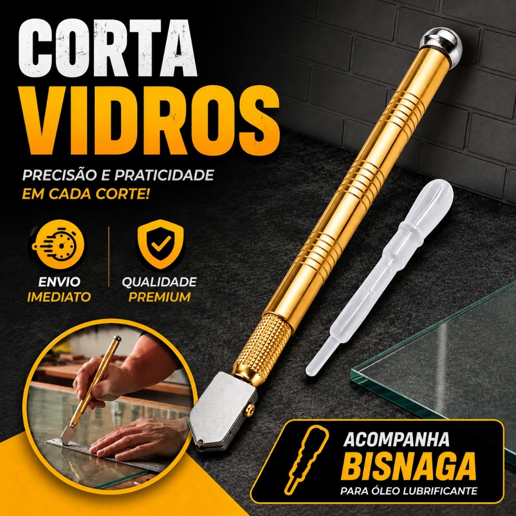 Cortador de Vidro e Espelho Profissional Ferramenta Tipo Caneta com Reservatório Riscador Diamante